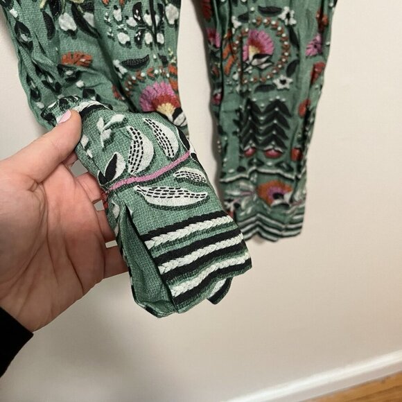 Farm Rio Green Floral Palm Tree Print Casual‎ Pants Size PP - Picture 3 of 9